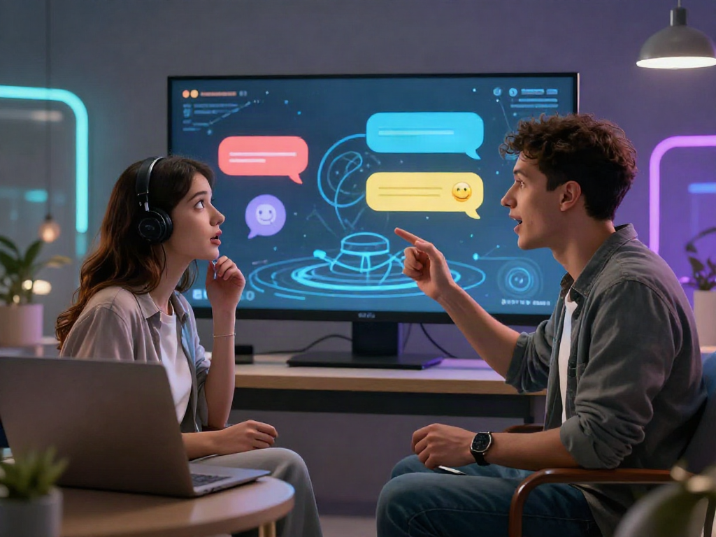 Interactive scene of avatars in a porn chat ai virtual environment, showcasing digital interaction.