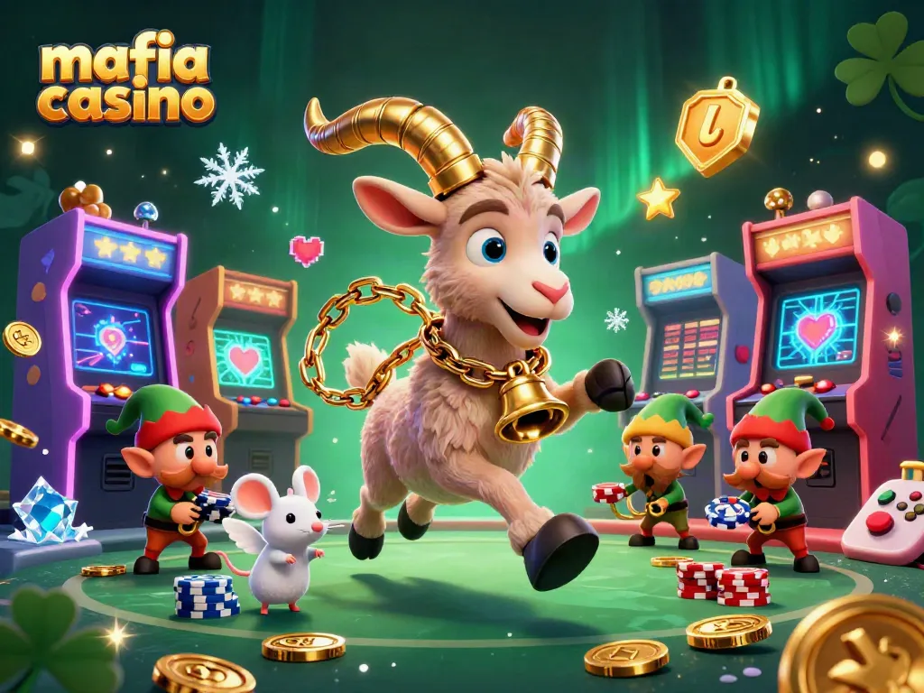 Experience the thrill of mafia casino with 3D characters in a festive, action-packed atmosphere.