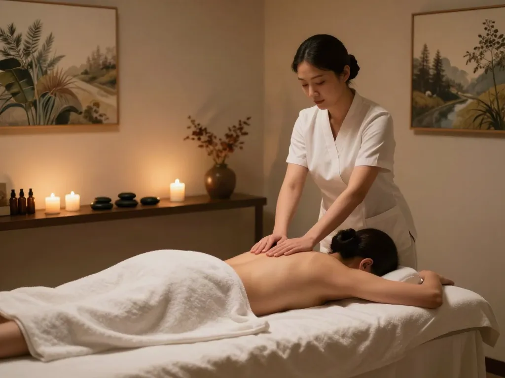 Experience a luxurious עיסוי אירוטי בצפון in a tranquil spa setting with soothing ambiance.